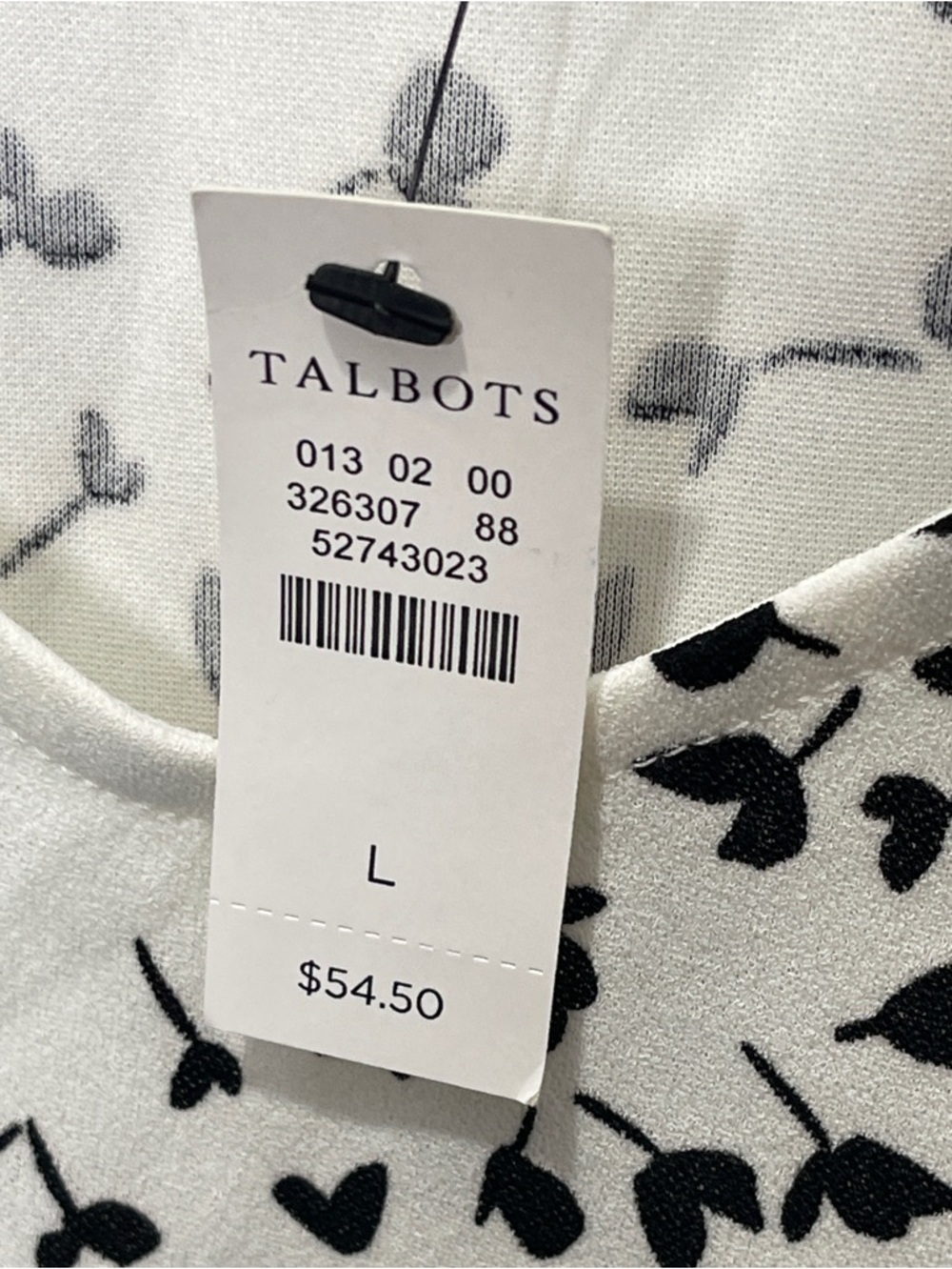 Talbots Tie Front Tank  Petal Print Black and White Sleeveless Top Accent V-neck - Picture 6 of 8